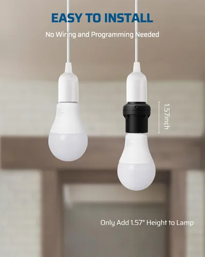 Vista 5 de DEWENWILS Enchufe con Sensor de Luz, Adaptador de Enchufe de Luz del Atardecer al Amanecer, Rotación del Sensor 360°, Enchufes de Bombilla E26/E27