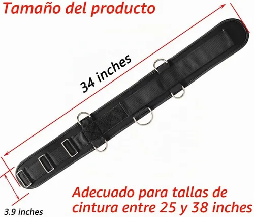 Vista 2 de LOOEEL Fitness Resistance Belt Multi Functional Fitness Belt with 5 Rings for Weight Training and Resistance Training of Load Carrying Pull Up Belt