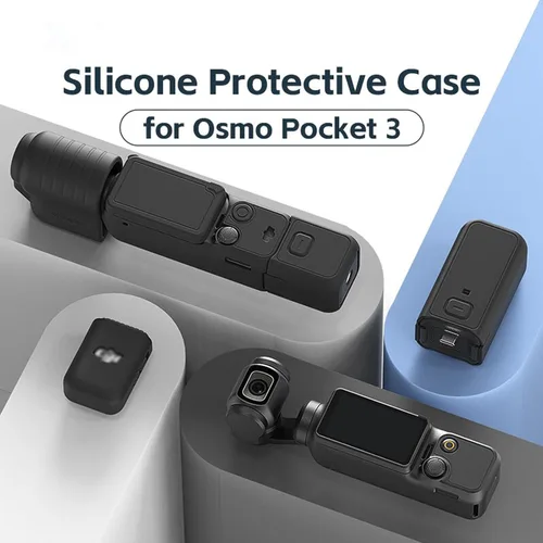 Vista 2 de Funda protectora de silicona para DJI Osmo Pocket 3 Funda de silicona Funda protectora Handheld Gimbal Action Camera Accesorios (negro)