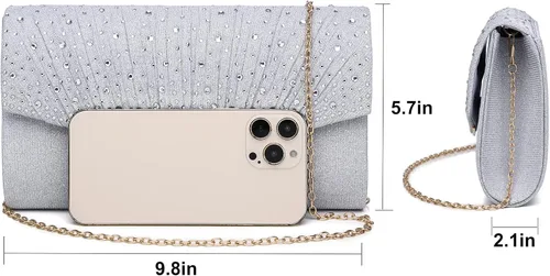 Vista 3 de MUDUO Monederos de mano con diamantes de imitación para mujer, monederos y bolsos formales de boda, fiesta, graduación, bolsas de dinero, regalo