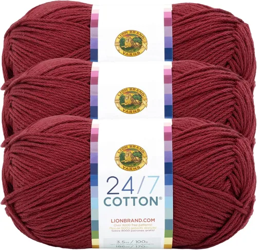 Vista 89 de Lion Brand Yarn - Hilo ligero 24/7 de algodón para tejer, hacer ganchillo y manualidades, Ámbar, paquete de 1 Light Worsted 100% Mercerized Cotton