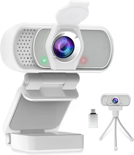 Vista 10 de Cámara web 1080P con micrófono, cámara web HD con soporte para trípode, corrección de luz automática, cubierta de privacidad, 110° FOV, cámara USB