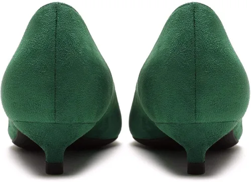 Vista 4 de Zapatos de tacón de gatito para mujer, clásicos, cerrados, puntiagudos, de 2 pulgadas, sin cordones, formal, para oficina, trabajo, boda, zapatos