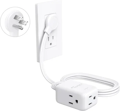Vista 26 de NUTICT Cable de extensión corto de 6 pulgadas, extensor de 3 salidas con protector de sobretensiones 900J, 15A/1875W, certificado ETL, divisor
