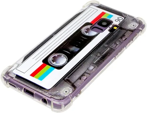 Vista 3 de FAteamll Funda para Galaxy S9 con esquinas reforzadas TPU suave parachoques retro cassette cinta caso compatible con Samsung Galaxy S9