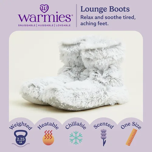 Vista 2 de warmies Microwaveable House Slipper Boots for Women - Womens Shoe Sizes 6-10 - Comfy, Soft & Fuzzy Indoor Bootie Slipper with Backs & Memory Foam