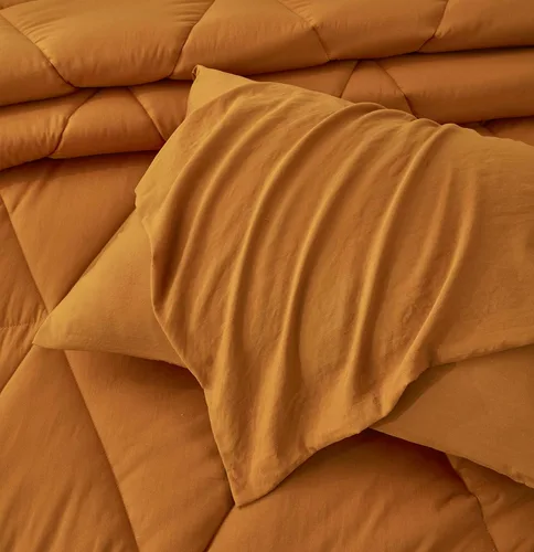 Vista 6 de Chezmoi Collection Rory - Juego de edredón de microfibra acolchada triangular de 2 piezas, ropa de cama geométrica ligera lavada suave, individual