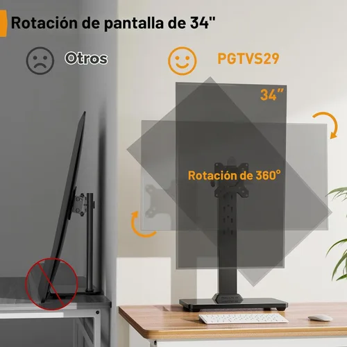 Vista 6 de Perlegear - Soporte de monitor único para pantallas de 13 a 34 pulgadas