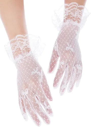 Vista 4 de SATINIOR Ladies Lace Gloves for Women Tea Party Elegant Mesh Dress up Gloves for Halloween Prom Cosplay Opera Parties Wedding