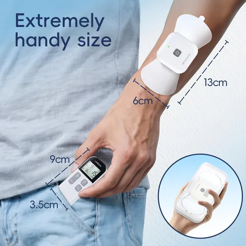 Vista 6 de Comfytemp Unidad TENS inalámbrica estimulador muscular para terapia de alivio del dolor, alivia la ciática máquina TENS recargable para el manejo