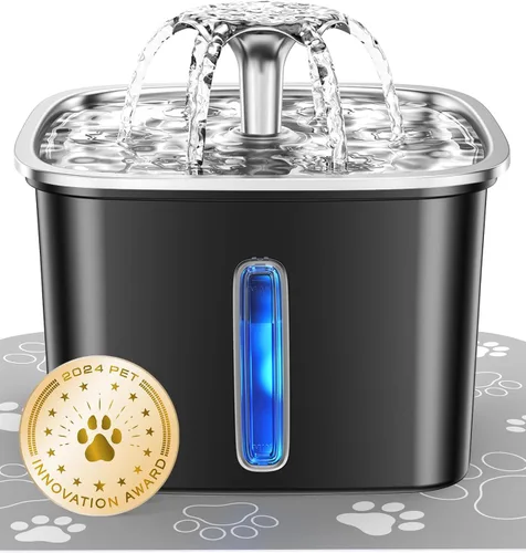 Vista 9 de Veken Ganador del Premio a la Innovación Fuente de Agua para Gatos de Acero Inoxidable, 95oz/2.8L Dispensador Automático de Agua para Mascotas