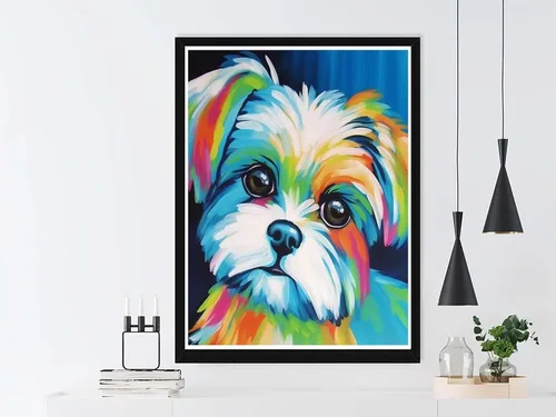 Vista 3 de VAIIEYO Pintura acrílica por números para adultos, perros, animales, kit de pintura al óleo de bricolaje, lienzo, cuadros de dibujo con pinceles