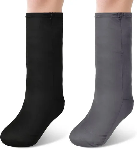 Vista 8 de Boao 2 piezas de fundas moldeadas para piernas, medias cortas medias debajo de la rodilla, manga de pierna para pies, hombres y mujeres (beige, rosa)