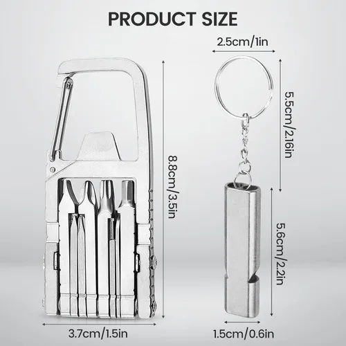 Vista 2 de Miniherramienta 13 en 1 para romper mandíbulas, mini herramienta de defensa personal, mini herramienta con abridor de botellas, soporte