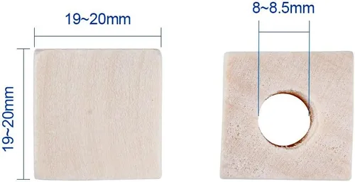 Vista 5 de 50pcs 0.748-0.787 in (3/4") Natural Blank Wooden Cube Beads Unfinished Large Hole Craft Bloques de madera