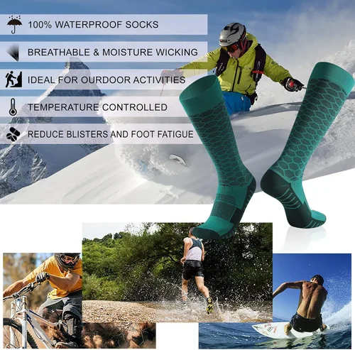 Vista 5 de RANDY SUN Calcetines de pesca impermeables y transpirables hasta la rodilla para esquí y kayak