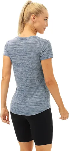 Vista 3 de icyzone Camisetas de entrenamiento para mujer - Camisetas de yoga para gimnasio, correr, fitness, cuello en V