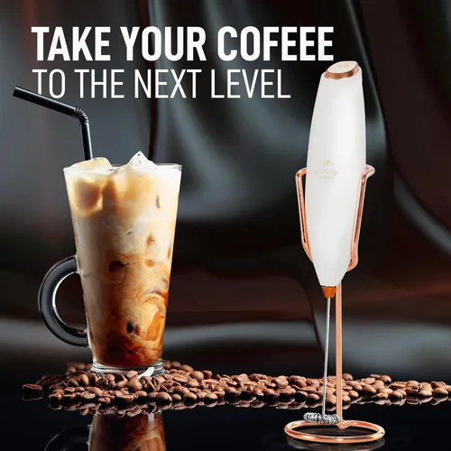 Vista 183 de Zulay Milk Boss Espumador de leche potente manual, hace espuma para latte, batidor para mezclar bebidas, café, miniespumador para capuchino, frappé