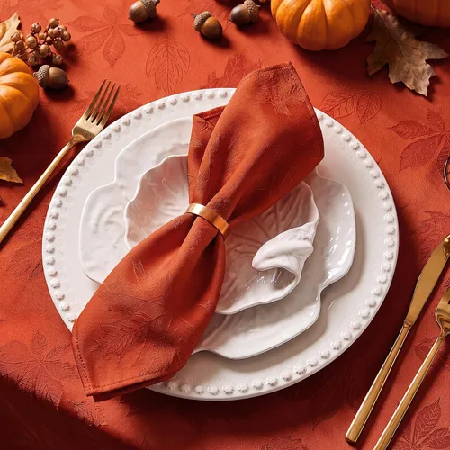 Vista 19 de Softalker - Mantel navideño de jacquard, mantel rectangular de damasco vintage de invierno, mantel de poliéster impermeable con copos de nieve