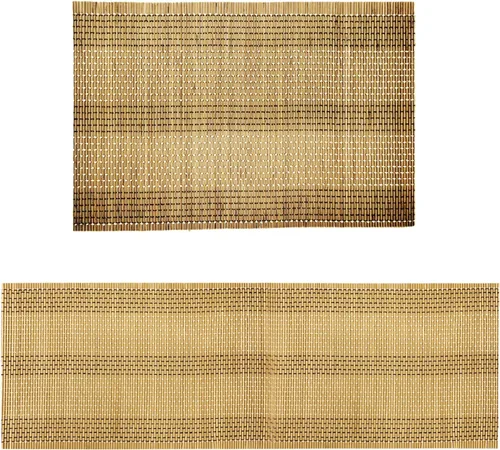 Vista 11 de Juego de 8 manteles individuales de bambú natural antideslizantes, lavables, resistentes al calor, para comedor y cocina (beige)