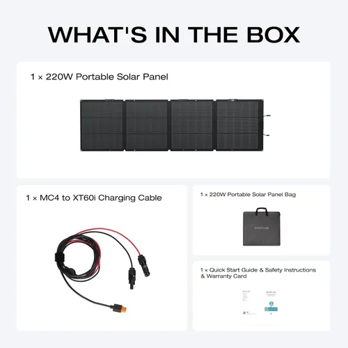 Vista 8 de EF ECOFLOW Panel solar portátil de 220 vatios, celda solar de tipo N de alta eficiencia de conversión del 25%, panel solar plegable NextGen