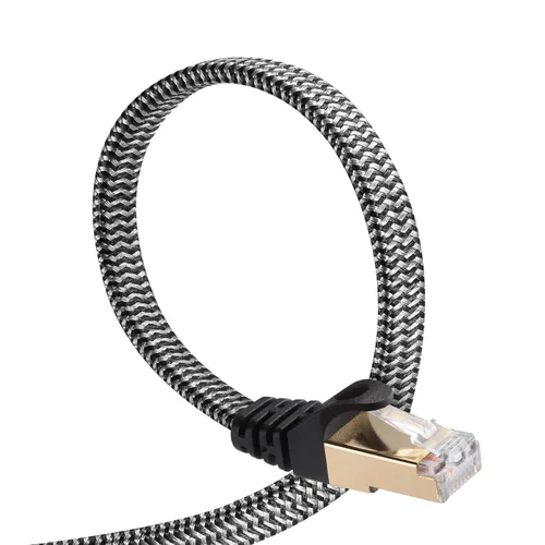 Vista 15 de Cable Ethernet Cat 7, DanYee, de nailon CAT7 de alta velocidad, profesional, chapado en oro, cables STP CAT 7 RJ45, cable Ethernet de 3 ft, 10 ft