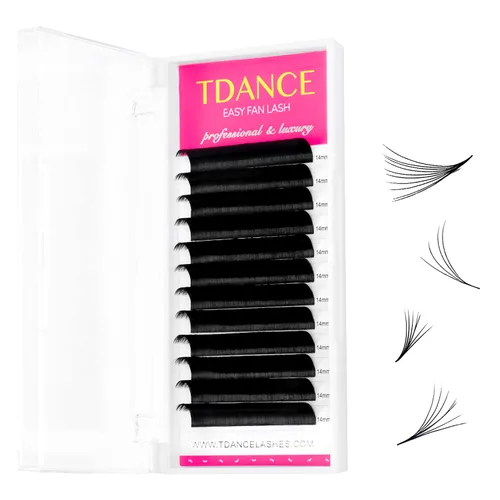 Vista 8 de TDANCE - Extensiones de pestañas fáciles de colocar con forma de abanico, pestañas de volumen con rápido crecimiento, rizo C CC D DD J B L, grosor