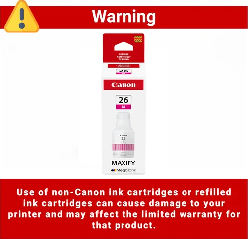 Vista 3 de Canon GI-26 - Botella de tinta magenta de pigmento original, compatible con impresoras MegaTank GX7120, GX6120, GX5120, GX6020, GX7020, GX6021