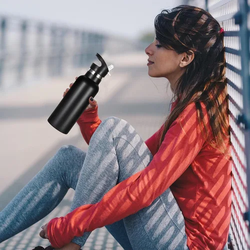 Vista 6 de Volhoply Botella de agua aislada para niños de 17 onzas, botellas de agua de acero inoxidable con tapa con pajilla, botella de agua de metal al