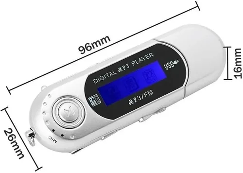 Vista 6 de 1 unidad USB 2.0 digital MP3 reproductor de música portátil LCD compatible con tarjeta TF de 32 GB y radio FM, uso 20 horas, plata