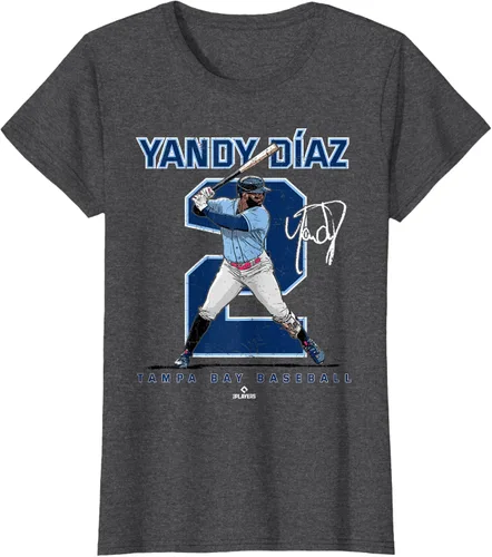 Vista 4 de Camiseta Number and Portrait Yandy Diaz Tampa Bay MLBPA, Negro