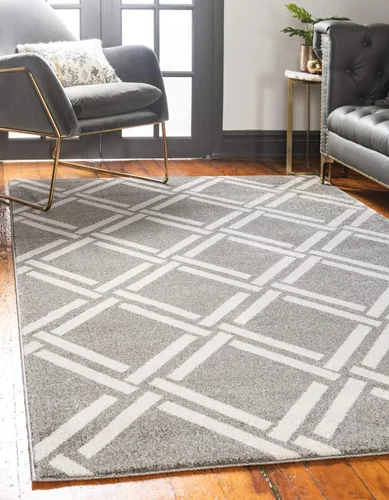 Vista 10 de Unique Loom Trellis Collection - Alfombra geométrica moderna azul marino (9 pies x 12 pies)