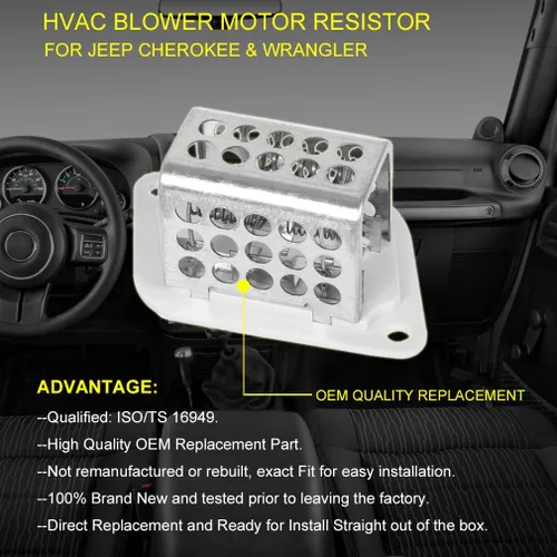 Vista 6 de FAERSI Reemplazo de resistencia del motor del ventilador de HVAC para Jeep Cherokee 1997-2001, Jeep Wrangler RU-353, 4864957, 3A1101, RU1046, CR158