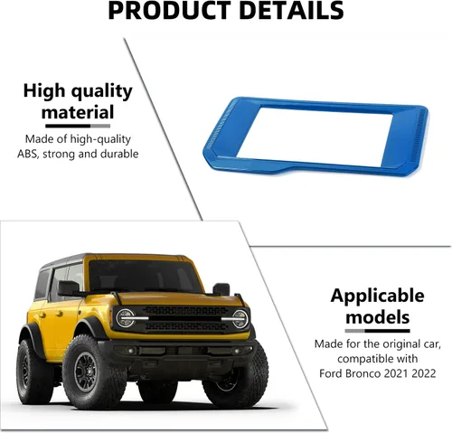 Vista 4 de RAZPOY Cubierta de panel de navegación de consola central compatible con Ford Bronco 2021-2023, azul (solo para pantalla pequeña)