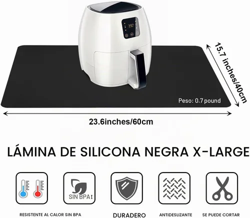 Vista 5 de Tapetes de silicona de grado alimenticio para encimera de cocina, tapete protector de encimera, resistente al calor, tapete para freidora de aire