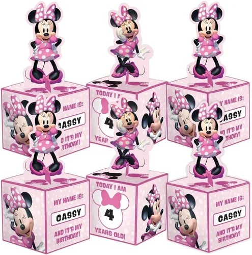 Vista 2 de amscan Mickey Mouse Forever - Centro de mesa de papel para fiestas, 7.75 x 9 pulgadas, amarillo, paquete de 6