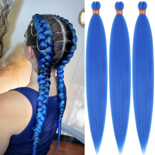 Vista 40 de Cabello trenzado preestirado ombré, extensiones de cabello trenzado sedoso, sin picazón, trenzas de cabello trenzado de ganchillo con textura Yaki