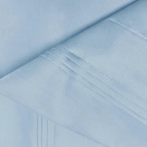 Vista 3 de Superior 100% algodón egipcio de 650 hilos, juego de fundas de almohada estándar de 2 piezas, una sola capa, sólido, azul bebé