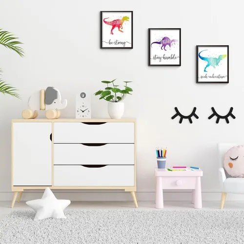 Vista 3 de Zonon 9 piezas de 8 x 10 pulgadas dinosaurio decoración de habitación de niño dinosaurio acuarela póster arte de pared palabras motivacionales citas