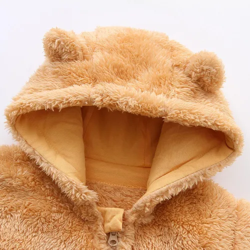 Vista 3 de Mono de bebé recién nacido con capucha de forro polar de manga larga