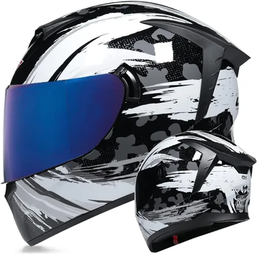 Vista 9 de Cascos de motocicleta de cara completa, casco de motocicleta aprobado por ECE/DOT con viseras dobles, casco de motocicleta de cara completa para J