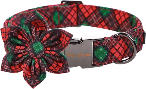 Vista 11 de Unique style paws Collar de perro de algodón con lazo, collar para cachorro con cuadrícula negra y azul para perros pequeños, medianos y grandes