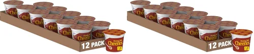 Vista 12 de Copas de cereales para desayuno Honey Nut Cheerios, cereal sin gluten, porciones individuales, 4 paquetes de 7.2 onzas