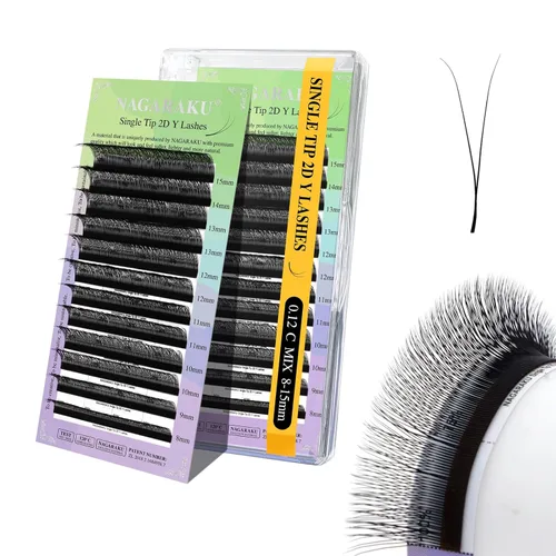 Vista 135 de NAGARAKU YY - Extensiones de pestañas, suministros Y, Lash 4D, Easy Fan, pestañas cruzadas de volumen ruso, pestañas YY, tejidas a mano, malla