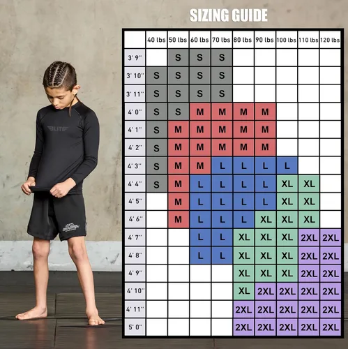 Vista 6 de Elite Sports Protectores de erupción para niños y niñas, compresión de manga completa BJJ para niños y jóvenes