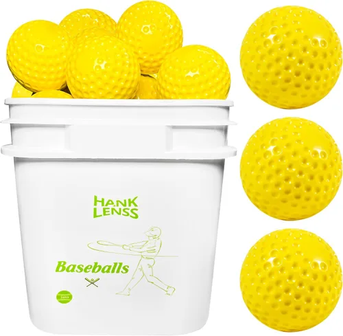 Vista 8 de Paquete de 24 cubos de pelotas de béisbol con hoyuelos para máquina de lanzar – Pelotas de práctica para golpear y disparar, pelotas de béisbol