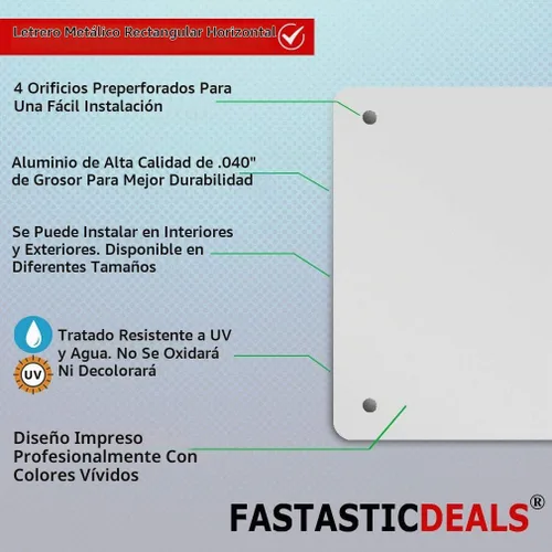 Vista 2 de Letrero de metal resistente a la intemperie de aluminio, varios tamaños, texto personalizado aquí, blanco y negro, regulación de tráfico, letreros