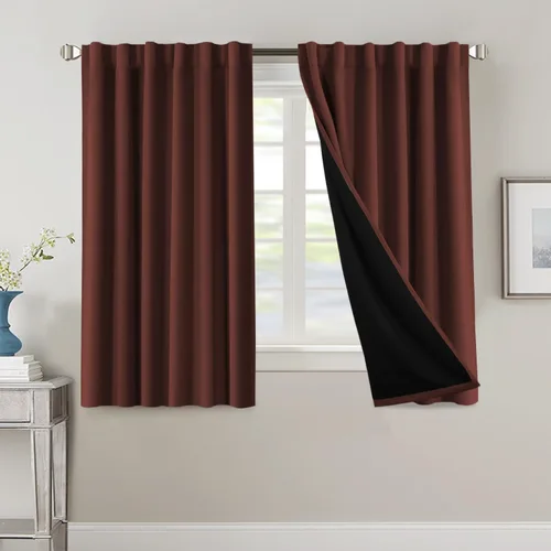 Vista 13 de H.VERSAILTEX Cortinas 100% opacas para dormitorio con forro negro, cortinas de oscurecimiento de habitación completa, con aislamiento térmico