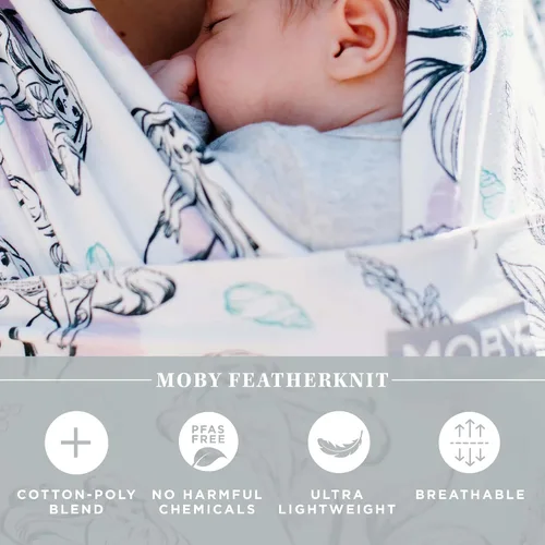 Vista 4 de Portabebés Moby Baby Wrap Featherknit para recién nacidos a niños pequeños (8-15kg), porta bebé tipo cabestrillo, diseño ligero y manos libres