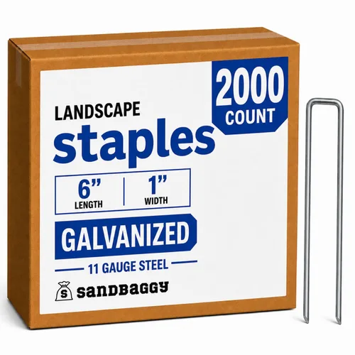 Vista 13 de Sandbaggy 100 grapas de paisaje de 6 pulgadas libres de óxido (acero calibre 11) - Pin de estacas de jardín galvanizado SOD ~ Confiado por